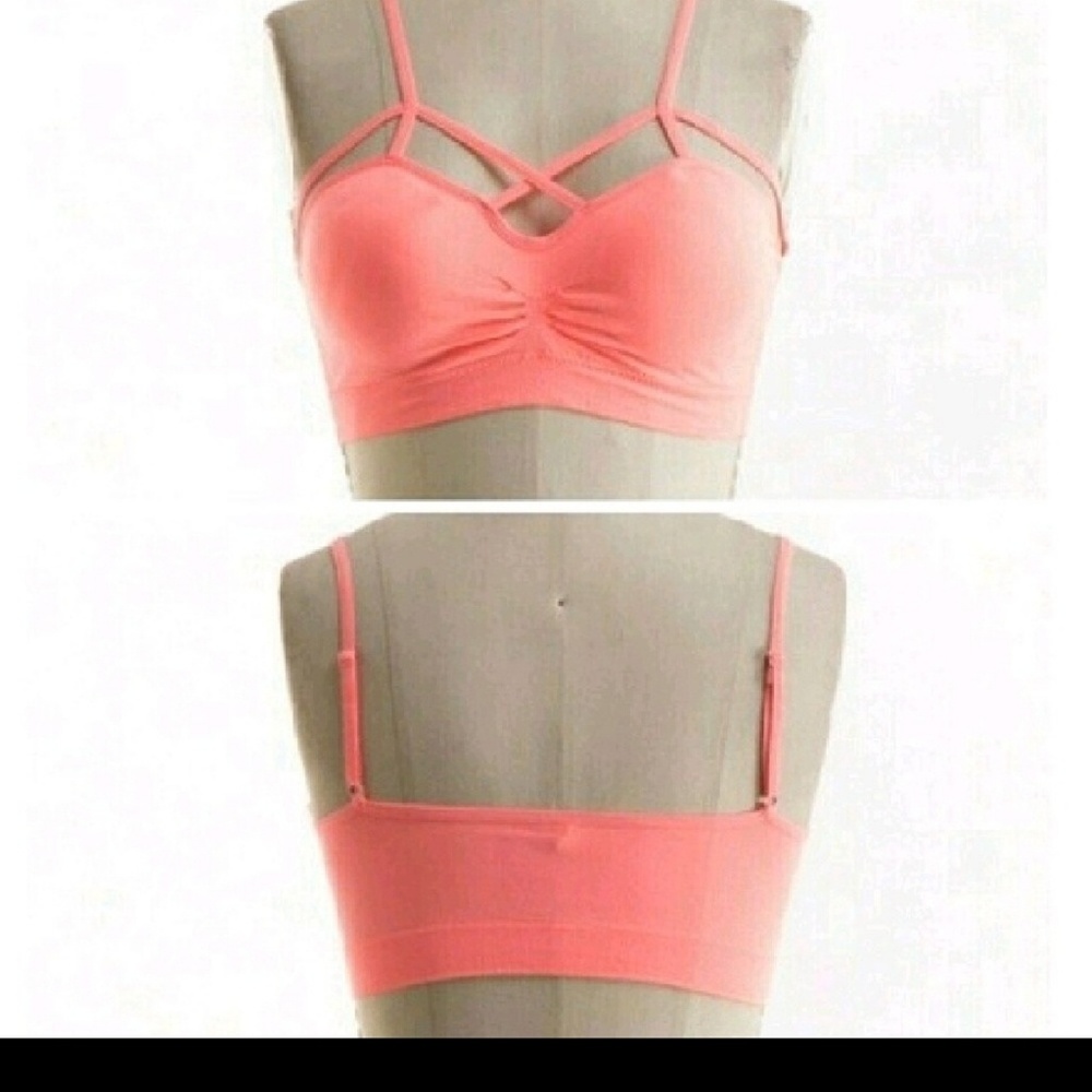 CAGED BRALETTE AVAILABLE IN BLACK AND HOT PINK - Picture 2 of 2